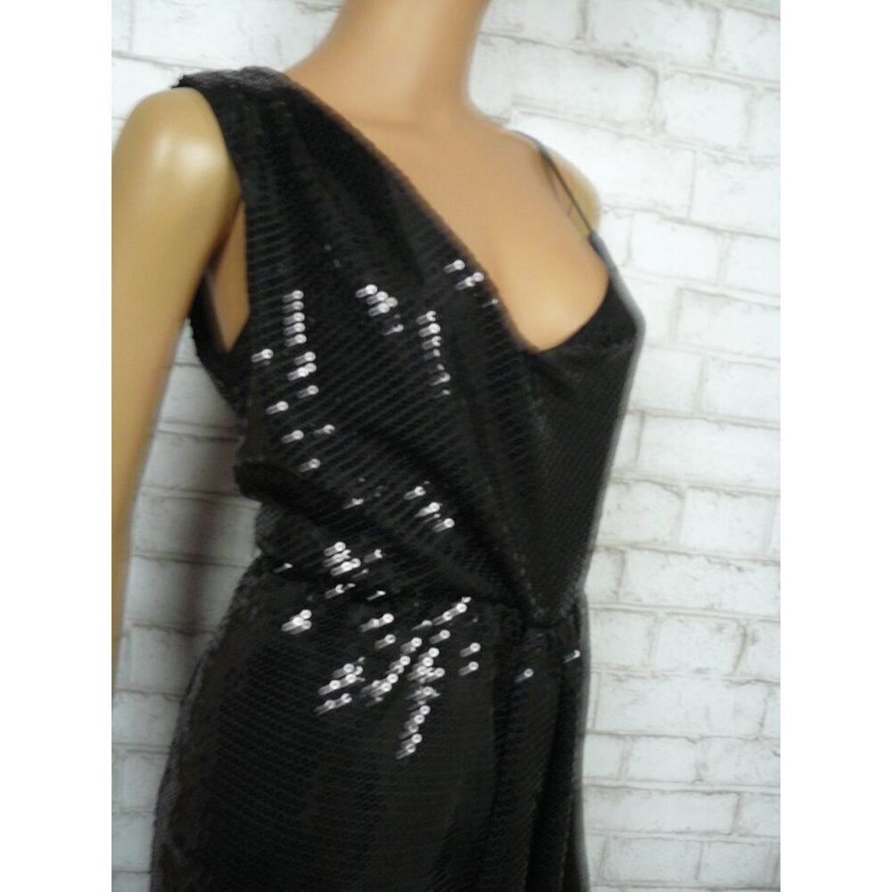 h:ours Black Sequin Draped & Pleated Dress w/ Bodysuit Small NEW - Picture 3 of 8
